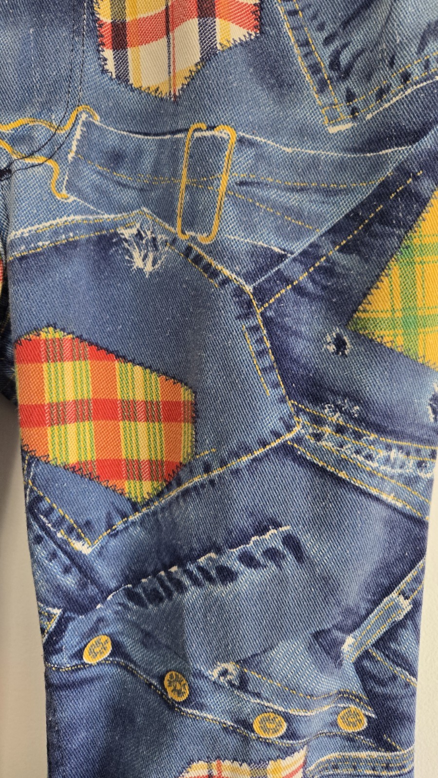 RARE Vintage Maverick Overalls & PATCH Print Bell Bottom Jeans 9/10 Boho 60-70s image 3