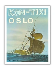 Thor Heyerdahl’s Kon-Tiki Expedition - Oslo Norway - Vintage Travel Poster 1972