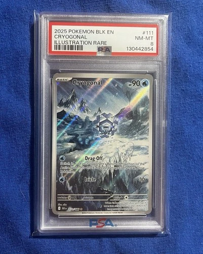2025 POKEMON BLK EN-BLACK BOLT ILLUSTRATION RARE #111 CRYOGONAL PSA 8