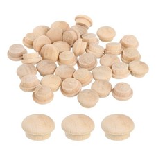 80Pcs Wood Button Plugs, 10mm/0.39" Hardwood Screw Hole Plug for Furniture