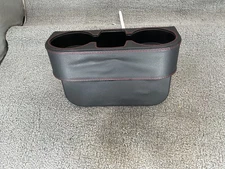 Car Seat Left Right Gap Storage Box Black PU Leather Cup Holder Storage