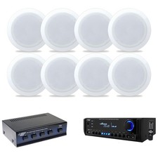 5.25" Pyle In-Ceiling Speakers, Speaker Selector, Pyle USB SD Home Receiver