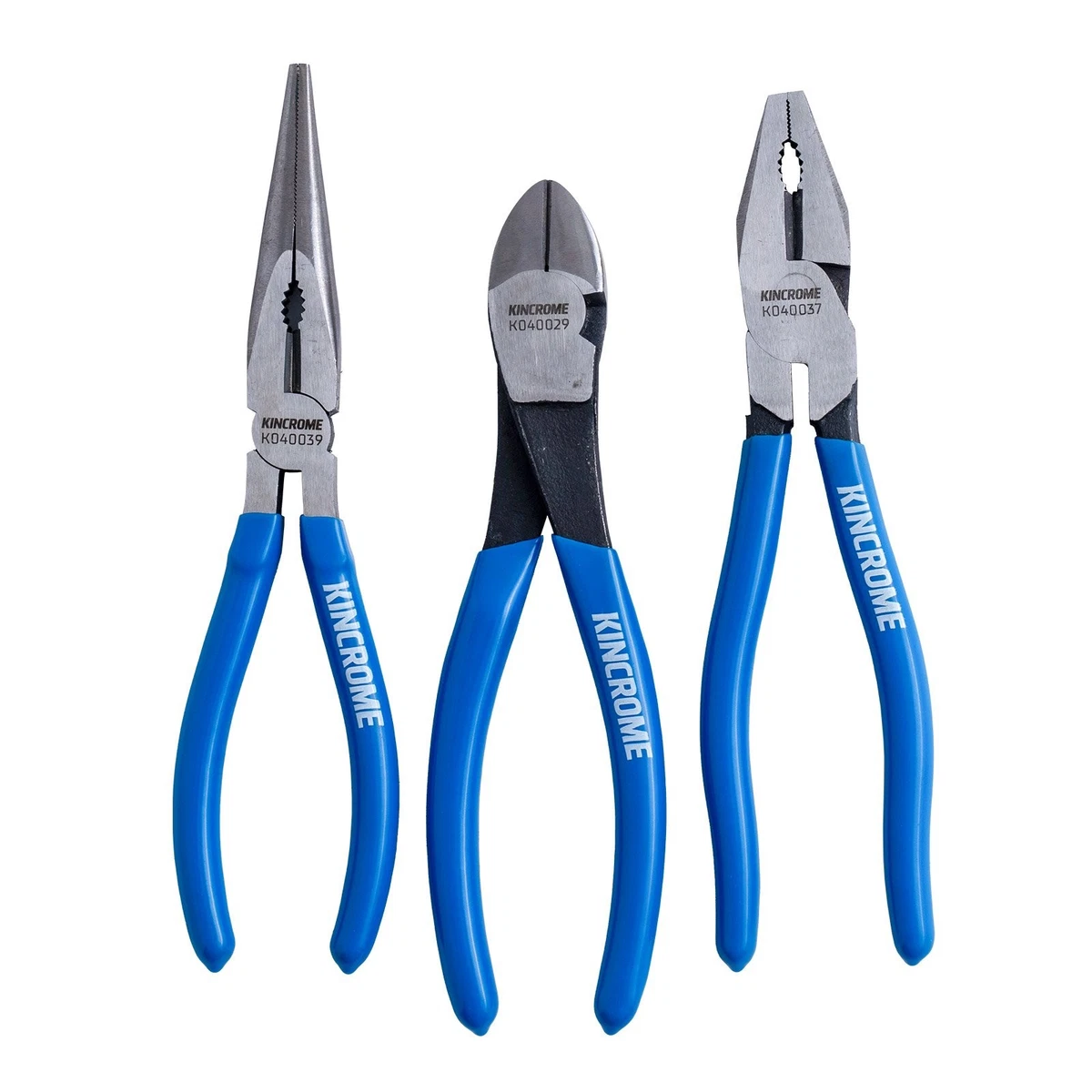 KINCROME 3 PC Vinyl Plier Set Combination Long Nose Diagonal Cutters K040063 