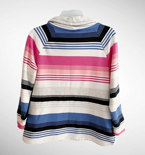 T by Talbots gestreifter Pullover mit Kordelzug und Trichterausschnitt Oberteil, Gr. M - Bild 11 von 12
