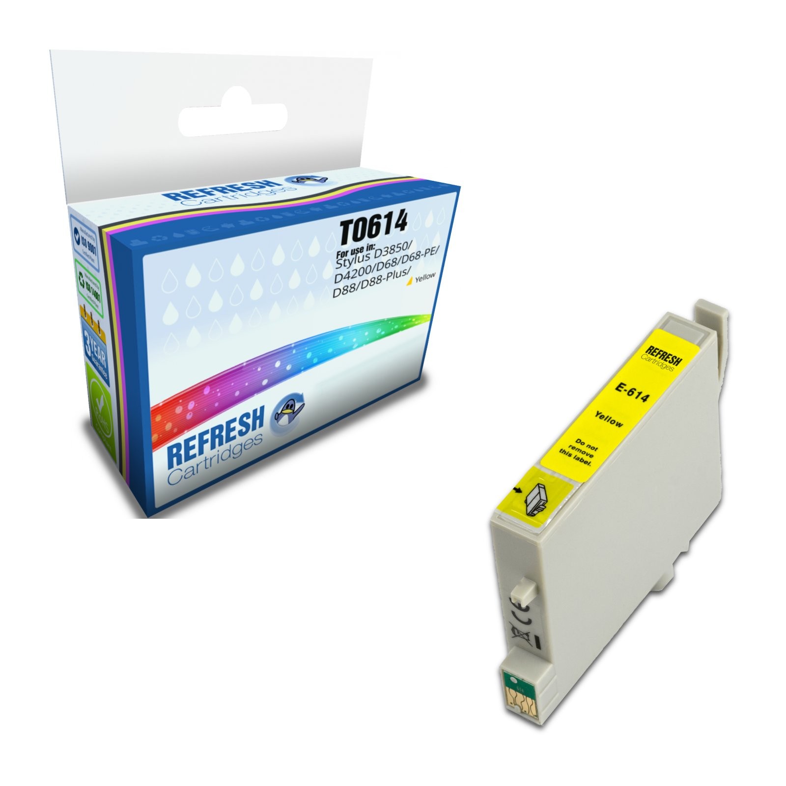 Refresh Cartridges Yellow T0614 Ink Compatible With Epson Printers