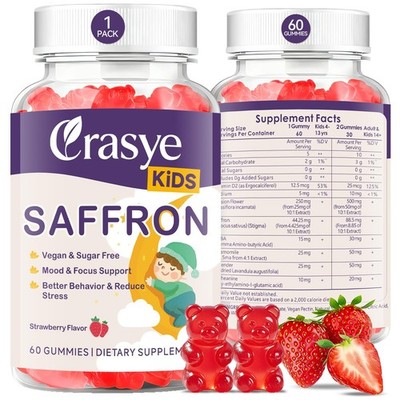 Saffron Gummies for Kids 100% Pure Organic 60 Count (Pack of 1)