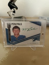 2019 Panini Donruss Elite TJ Hockenson Pen Pals Green Ink Auto Rookie SSP /10