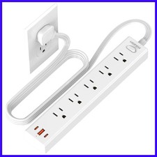 Flat Plug Power Strip, 6 Ft Ultra Thin Flat Extension Cord, Surge Protector w...