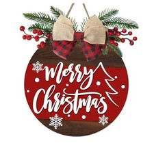 Merry Christmas Tree Front Door Sign, Xmas Snowflake Wood Hanger Outdoor