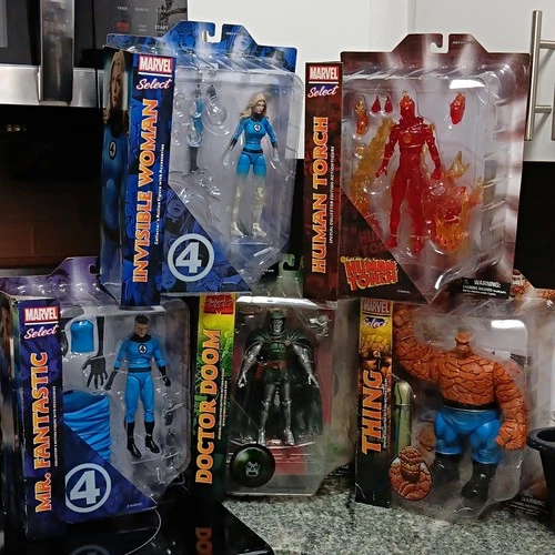 Marvel Select Fantastic Four Complete Set 5 Figures Mr Fantastic Thing Doom New - product listing photo
