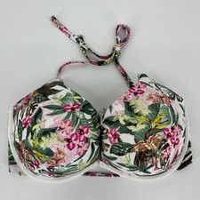 Victoria's Secret Bikini Top Women's 34DD Multicolor Floral Print Underwired