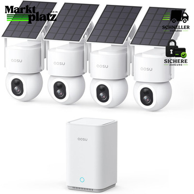 Überwachungskamera 4K 8MP Solar Akku 360° PTZ mit Licht PIR Auto-Tracking 4