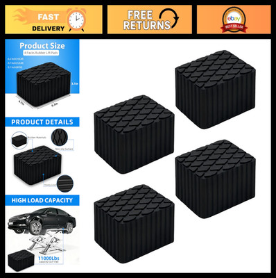 4 Pcs Solid Rubber Auto Lift Pads,6.3'' x4.7'' x 3.1'' Anti Skid Rubber Blocks for