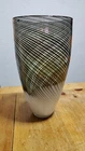 Murano Style Glass Vase Black And White Filigrana Design