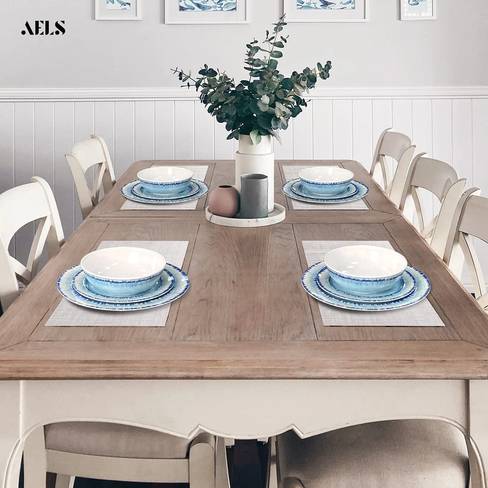 Juego de vajilla de melamina AELS de 12 piezas juego de platos de cena para interiores y exteriores Foto 4 de 4