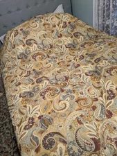 Frontgate Marbella Super Queen Duvet Cover  High End Gold Yellow Paisley Floral