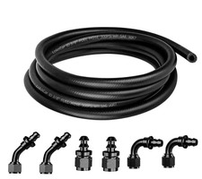 Rubber Fuel Line Kits 38 9.5mm Id 25ft Hose 6an Push Lock Fittings Barb End
