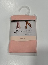 Freestyle Danskin Footless Tights Size 7-10 Girls Pink Nylon Dance Ballet BV11