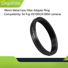 Black/Silver 49mm Metal Lens Filter Adapter Ring for Fuji X100V/X100VI Camera