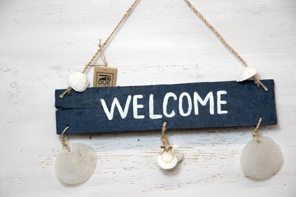 TüRschild Schild Welcome Blau Holz Maritim Landhausstil-image