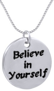 Authentic Believe In Yourself Disc Pendant Necklace 14k Gold Plated 925 Sterling Silver