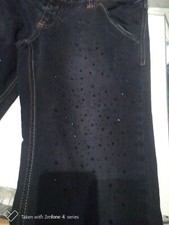 Pantaloni jeans MET donna neri con strass brillanti In ottime condizioni tg 44 