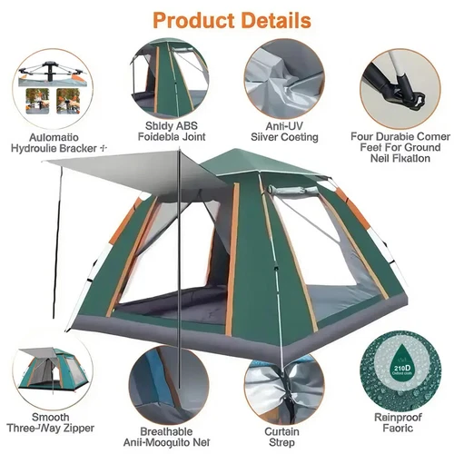Waterproof Automatic Outdoor Instant PopUp Tent Camping Hiking Canopy 4 People - Picture 4 of 17