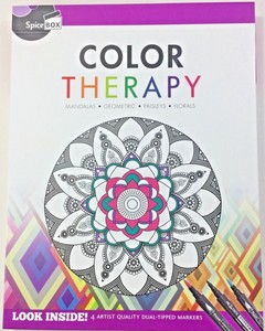 Download Color Therapy Coloring Book Kit With 4 Markers Green Red Yellow Pink Ebay