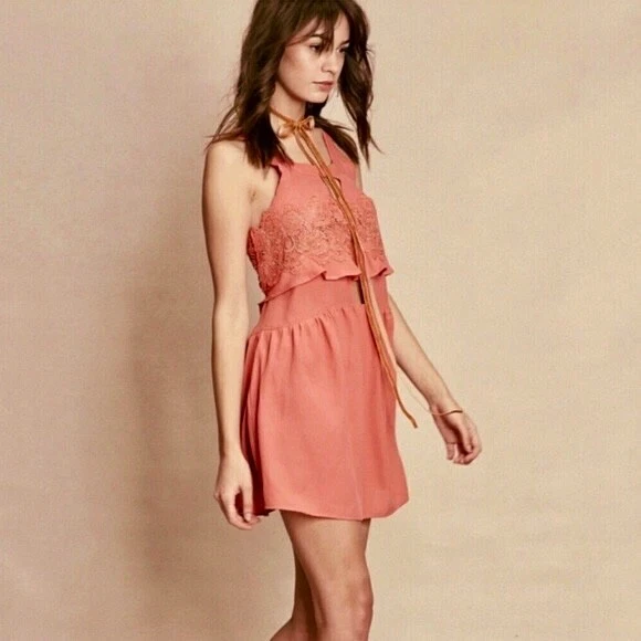 NEW!! FOR LOVE AND LEMONS Sienna Dress Lace Keyhole Mini Party Romantic Small - Image 4 of 4