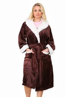 Ex STORE Hooded Dressing Gown Soft Fleece Robe Ladies Fluffy Plush Nightwear