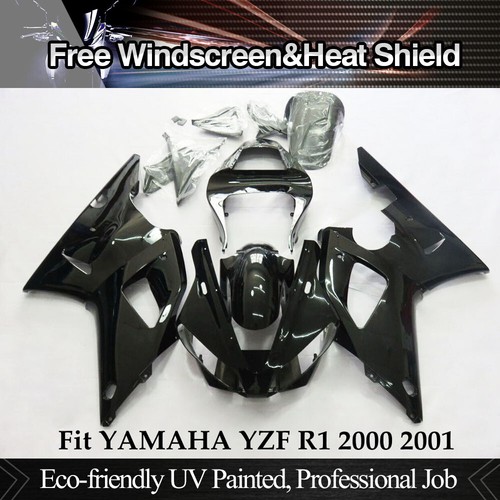 Fairing Kit For Yamaha YZF R1 2000 2001 Injection Glossy Black Bodywork ...