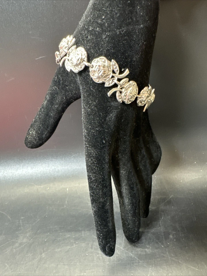 Pulseira de prata esterlina 925 com flores, 21,4 g - Imagem 2 de 4