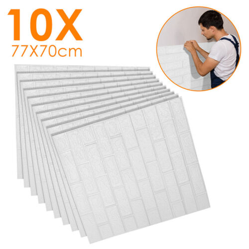 10-50x 3D Tapete Selbstklebend Weiß Wandpaneele Ziegelstein 77x70cm Steinoptik - Imagen 1 de 13