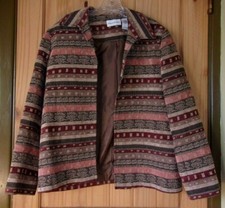 Alfred Dunner Beaded Textured No Close Blazer in Earth Tones, Womens 12