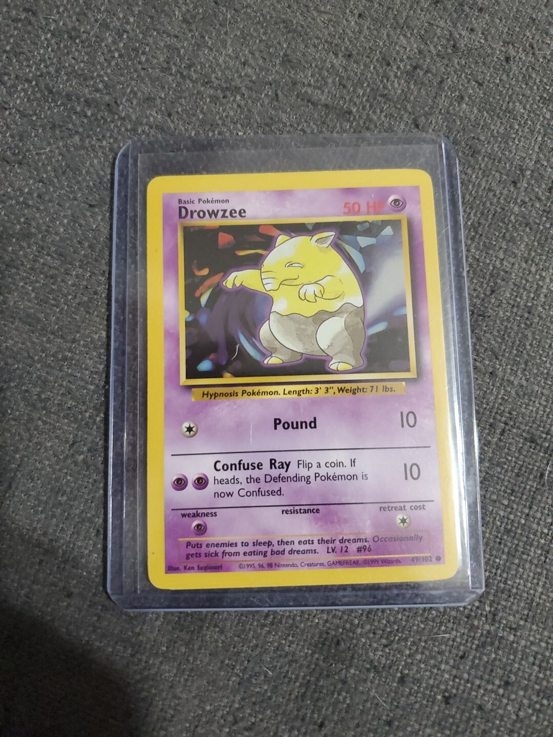 Pokemon Drowzee - WOTC Base Set Vintage 49/102 Unlimited 1999 NM *