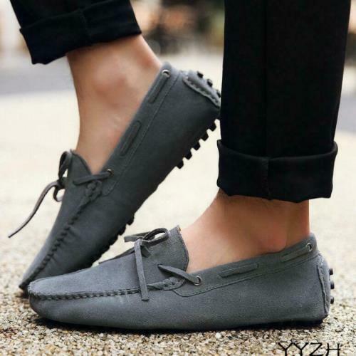 Casual Suede Leather Men Slip on Loafers Shoes Moccasin Boat Shoes Driving Shoes - Picture 8 of 28
