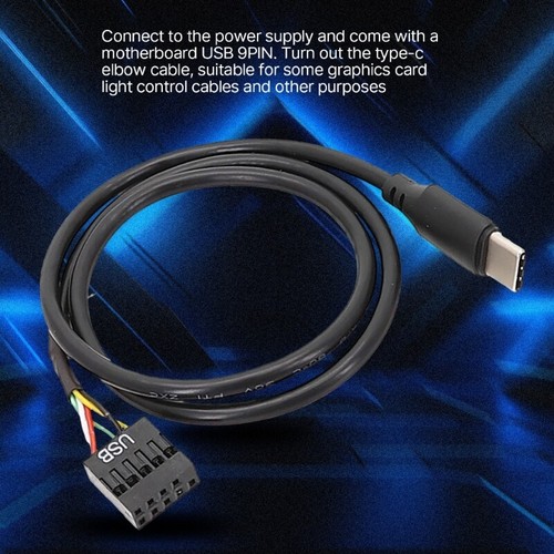 USB 9 broches mâle vers carte mère USB C mâle adaptateur câble d'extension type C câble - Photo 3/8
