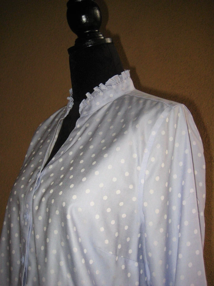 Blusa Chicos 1 100% Algodón Azul Blanco Lunares Volantes Abotonada 8/10 Foto 4 de 4