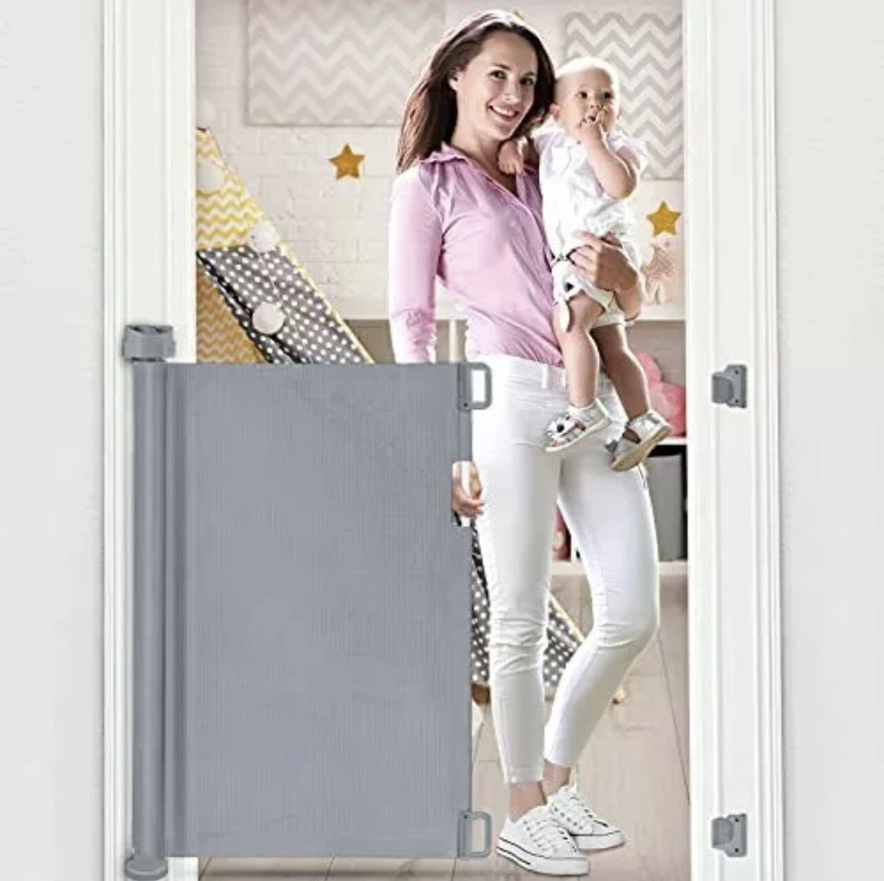 Retractable Baby Gate for Doorways，Safety Gate Mesh