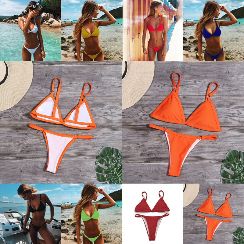 Women's Summer Bikini Two Piece Set Ladies Push Up Bra Thongs Swimsuit Swimwear - Imagen 4 de 4