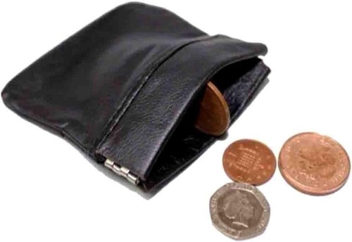 Unisex Soft Black Leather Coin Purse Snap Wallet Pouch Money Change
