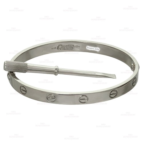 CARTIER Love 18k White Gold Bangle Bracelet 18 Pouch - Picture 5 of 5