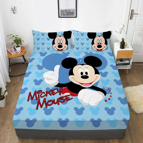 Mickey Mouse Cartoon Bedding Set Decor Fitted Sheet Set Single/Double/King Size
