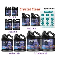 Crystal Clear Epoxy Resin Kit -16oz/32oz/64oz/2 Gallons - Fast Cure 1:1 US Stock