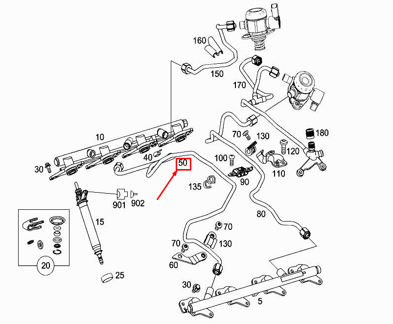 Neu MERCEDES-BENZ S W222 Kraftstoff-Hochdruckleitung A2780702432 Original