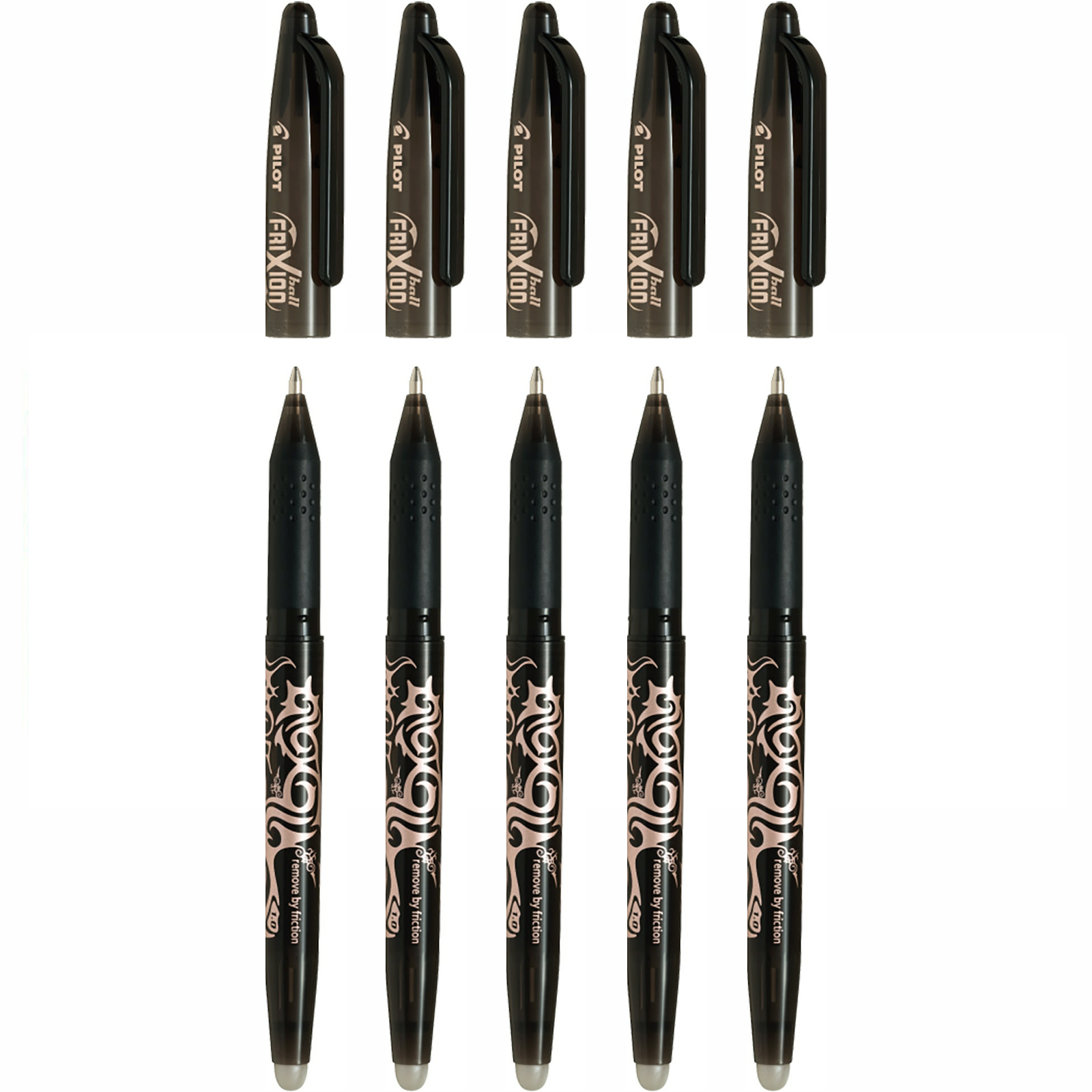 Pilot Frixion Rollerball Pen Erasable Gel Ink 1.0mm Broad Tip - Pack of 5 Black