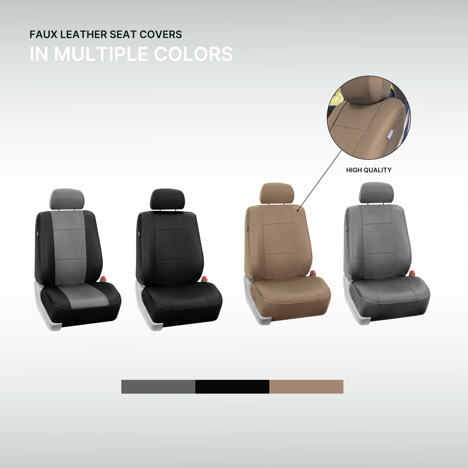 Universal PU Leather Seat Covers For Car Truck SUV Van - Front Seats
