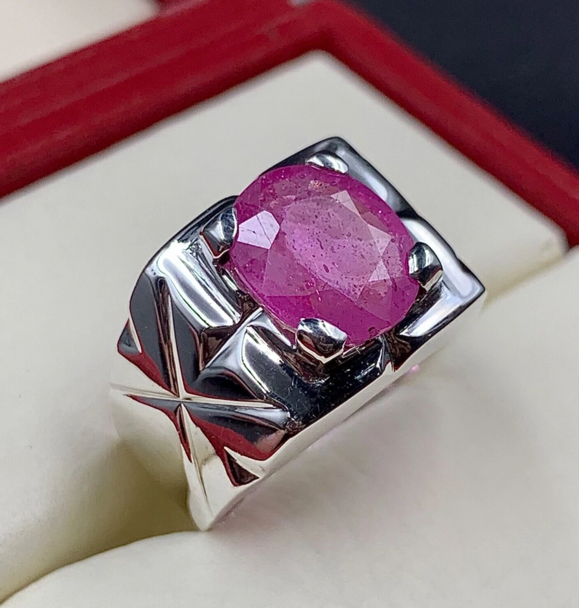 Natural Ruby Ring Pink Ruby Mens Ruby Rings Sterling Silver Ring Handmade  Rings | eBay