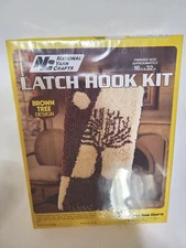 NOS National Yarn Crafts NYC Brown Tree Design Latch Hook Kit R118 16x32 NEW