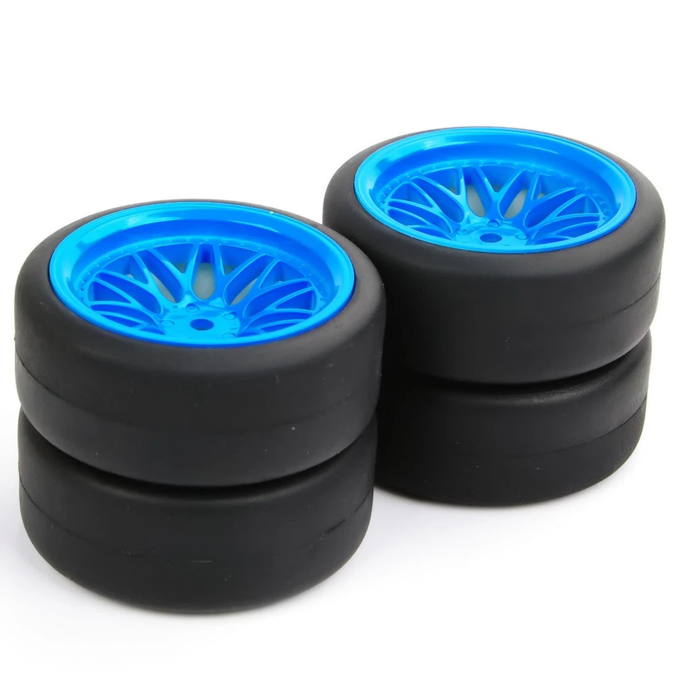 1/10 RC Model Car 1:10 Drift Tires&Blue Wheel Rim 12mm Hex For HPI HSP  4PCS - Image 4 of 4
